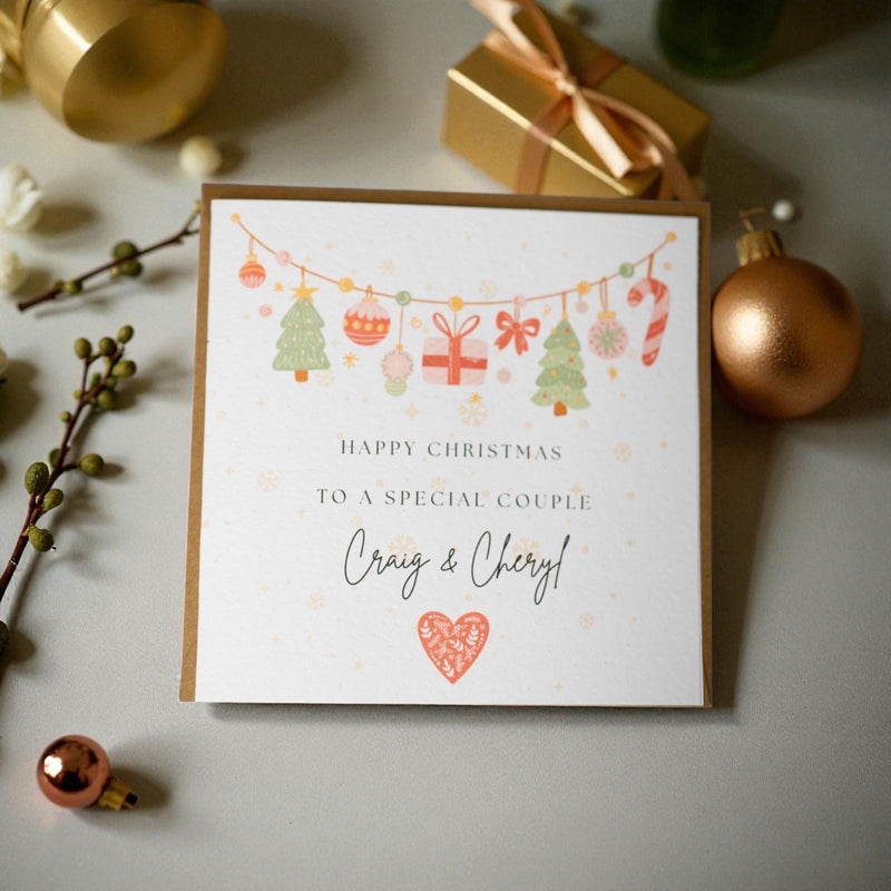 Personalised Christmas Card – Special Couple Festive Garland (6x6 Card)