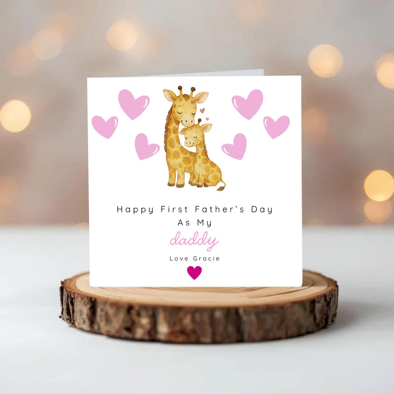 Personalised First Father's Day Card – Daddy Giraffe Illustration Keepsake