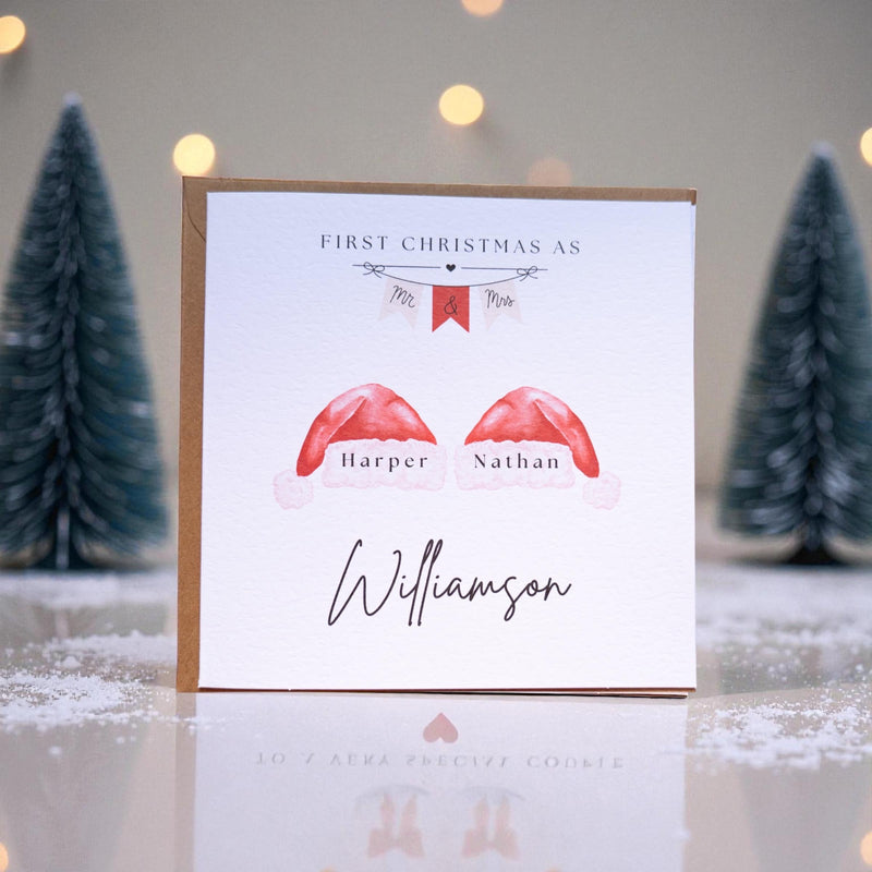 Personalised First Christmas Card – Mr & Mrs Keepsake (6x6")