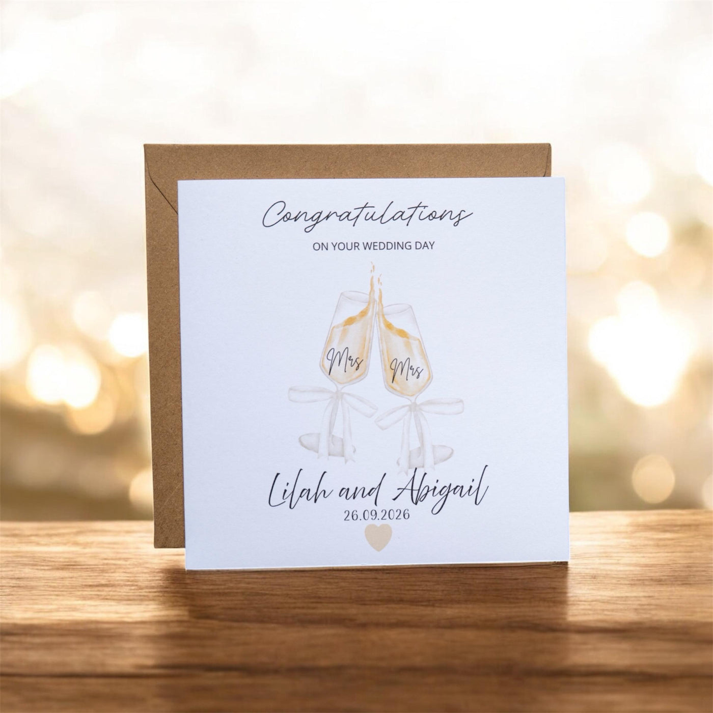 Personalised Wedding Day Card | Champagne Toast, Custom Names