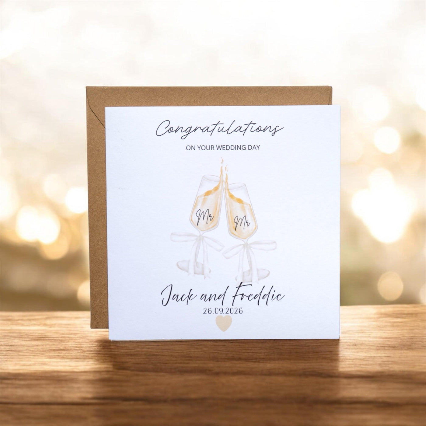 Personalised Wedding Day Card | Champagne Toast, Custom Names