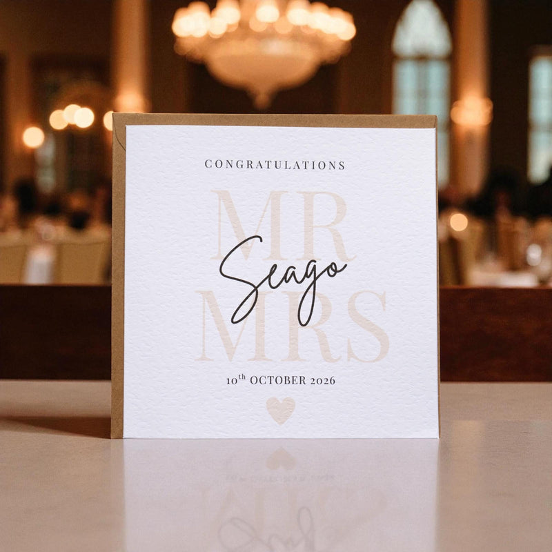 Personalised Wedding Congratulations Card | Custom Name & Date