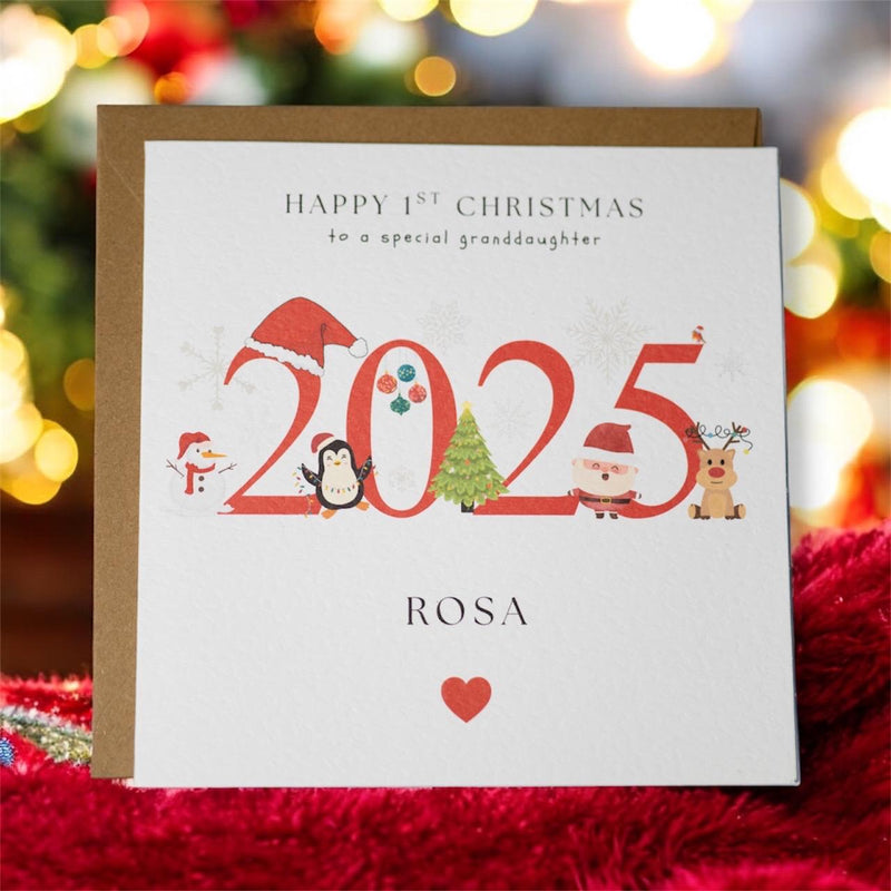 Personalised 1st Christmas 2025 Card | 6x6 with Kraft Envelope