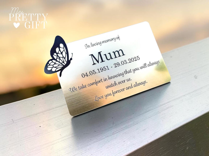 Memorial plaque for indoor or outdoor use, available in silver or gold finishes with multiple size options. Custom engraved with any name, dates, or personal message. Ideal as a bench memorial plaque, grave marker, garden tribute, or lasting remembrance gift.