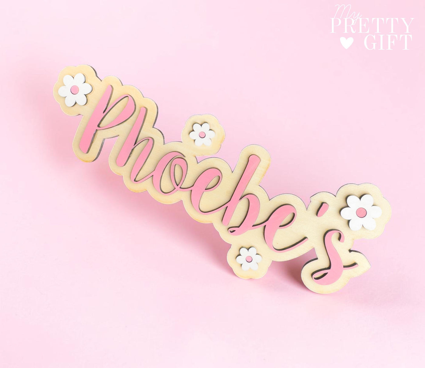 Personalised Wooden Name Sign | Daisy Flower Door Plaque, Nursery Decor