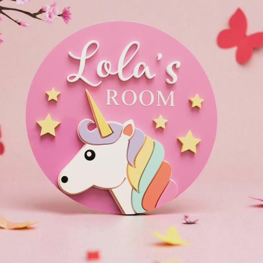 Personalised acrylic kids name plaque for bedrooms or nursery rooms, customised with your child’s name. Available in multiple colour options and ideal as wall decor for nurseries, playrooms, or kids bedrooms. Makes a thoughtful gift for birthdays, baby showers, or new baby presents. tractor | unicorn inspired