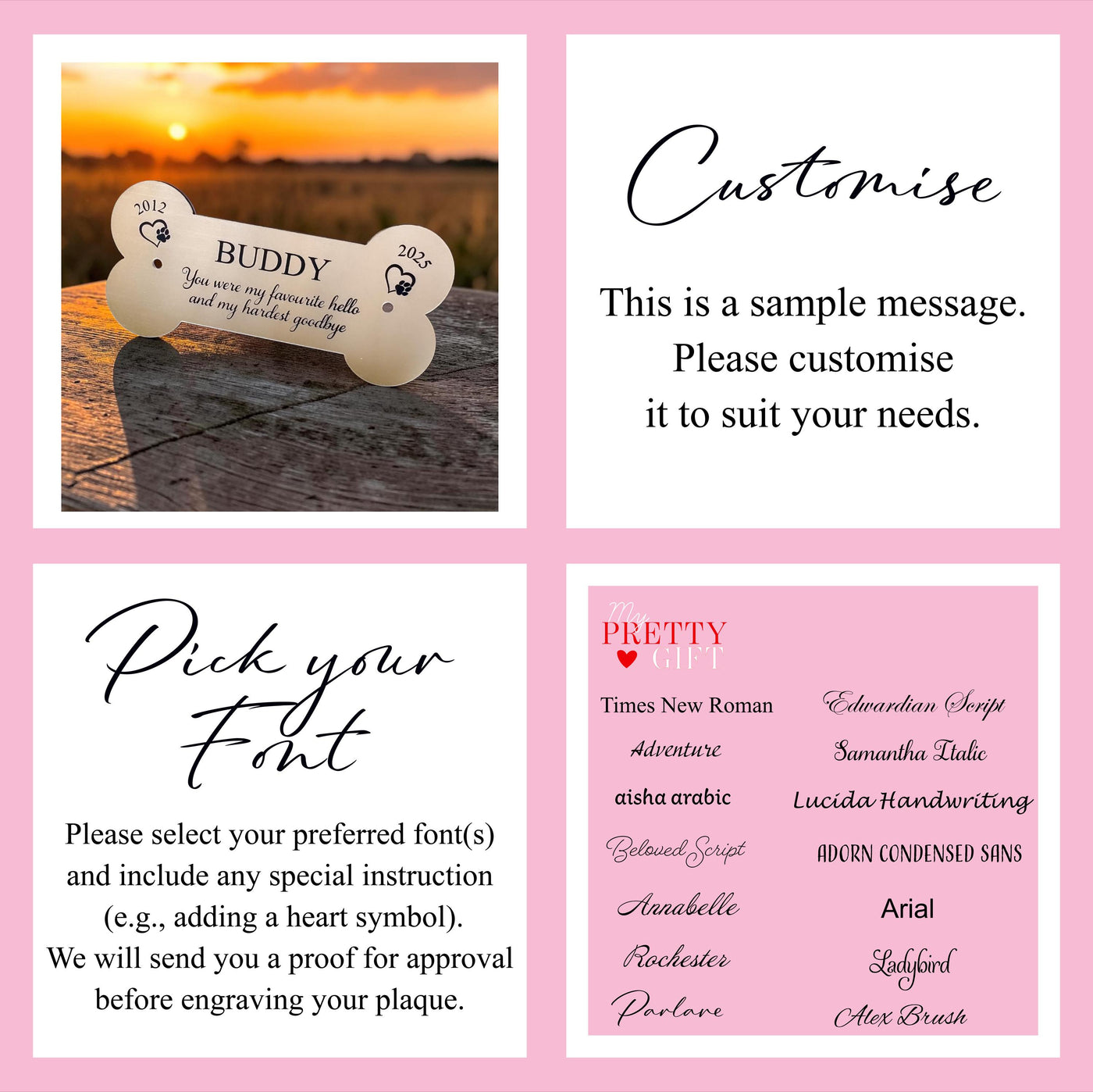 Memorial Plaque | Gold or Silver | Exterior/Interior Material | Customised | Any Message