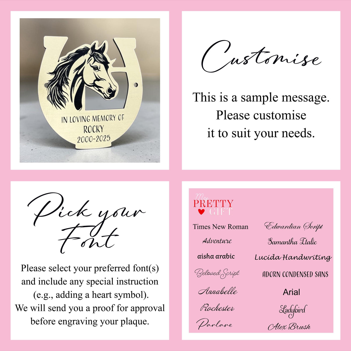 Memorial Plaque | Gold or Silver | Exterior/Interior Material | Customised | Any Message