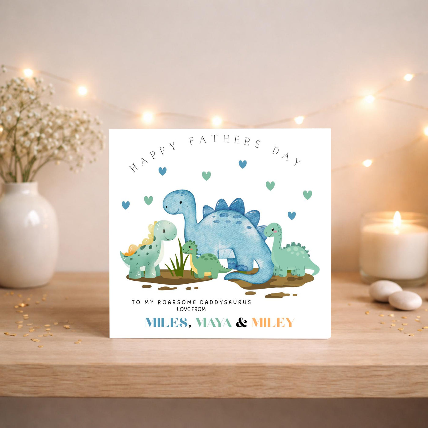 Personalised Dinosaur Fathers Day Card: Roarsome Daddysaurus Gift for Dad