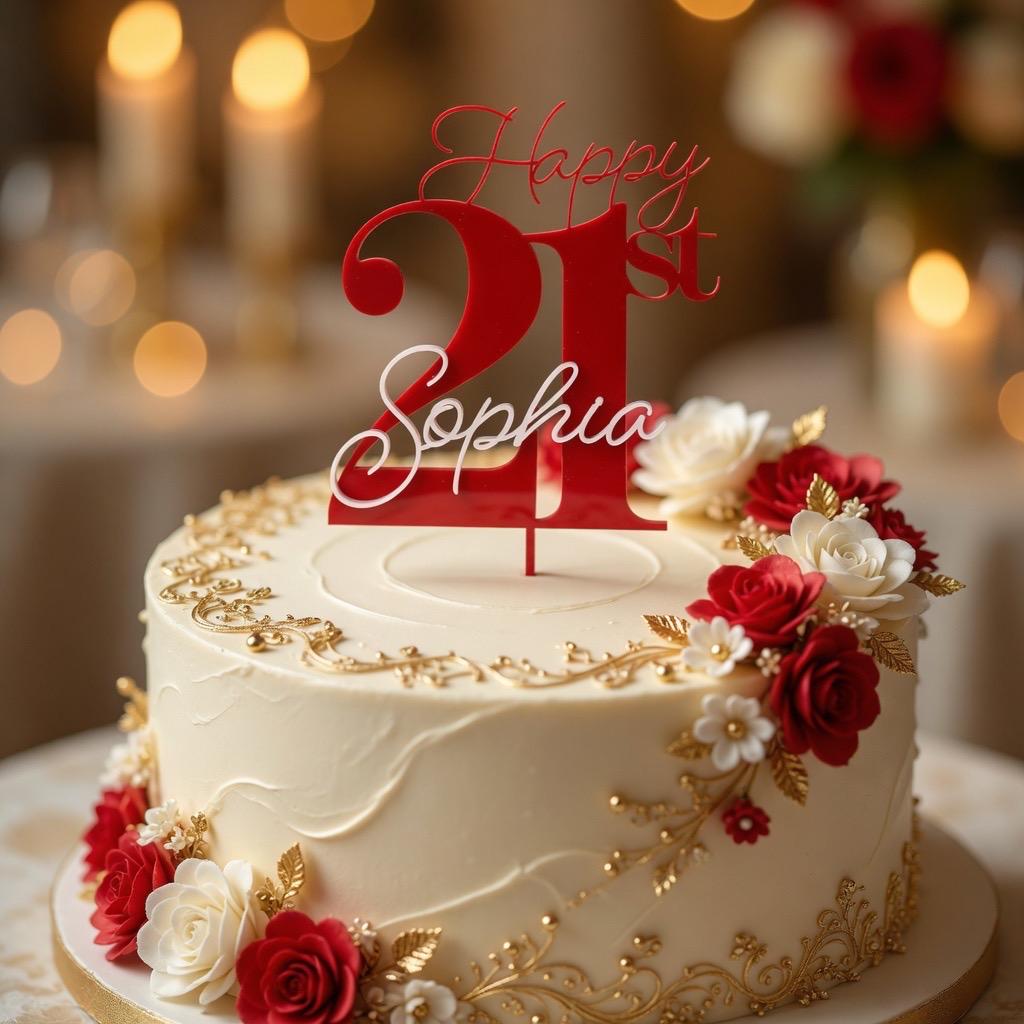 Acrylic Birthday Cake Topper | Customise Name and Number | Lots of Colour Combinations | Happy 21st