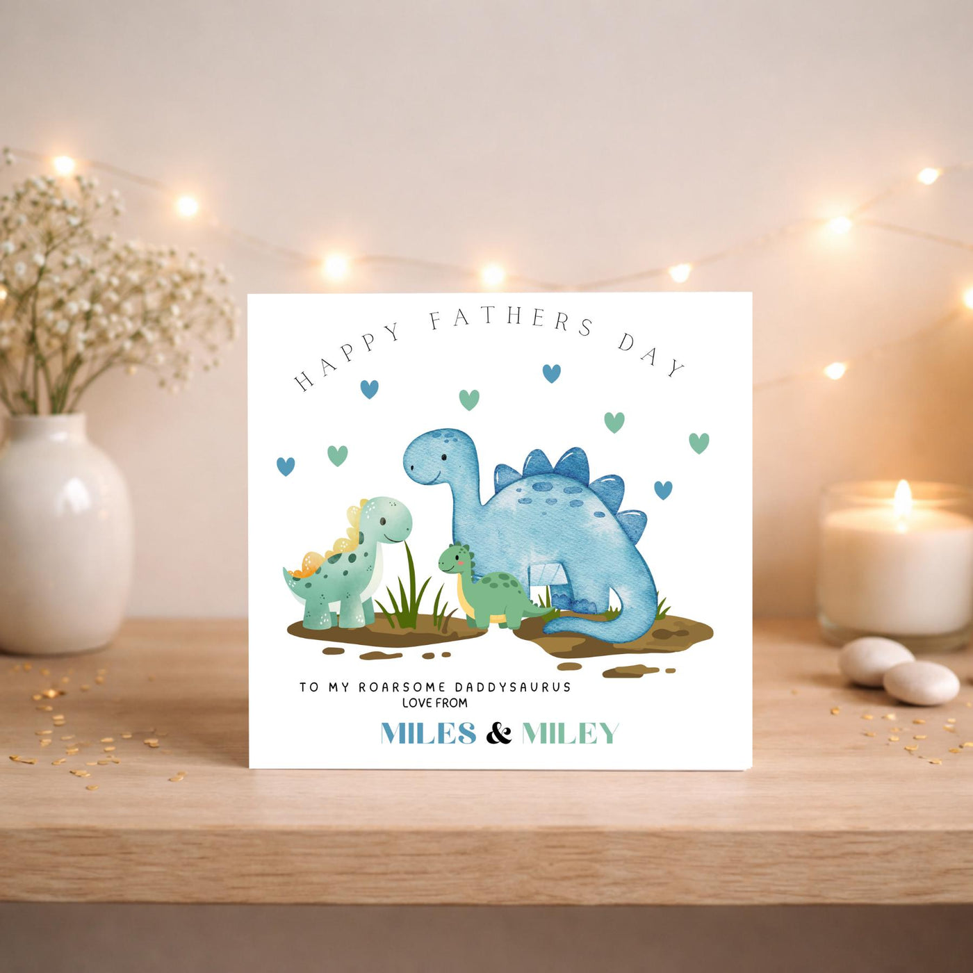 Personalised Dinosaur Fathers Day Card: Roarsome Daddysaurus Gift for Dad
