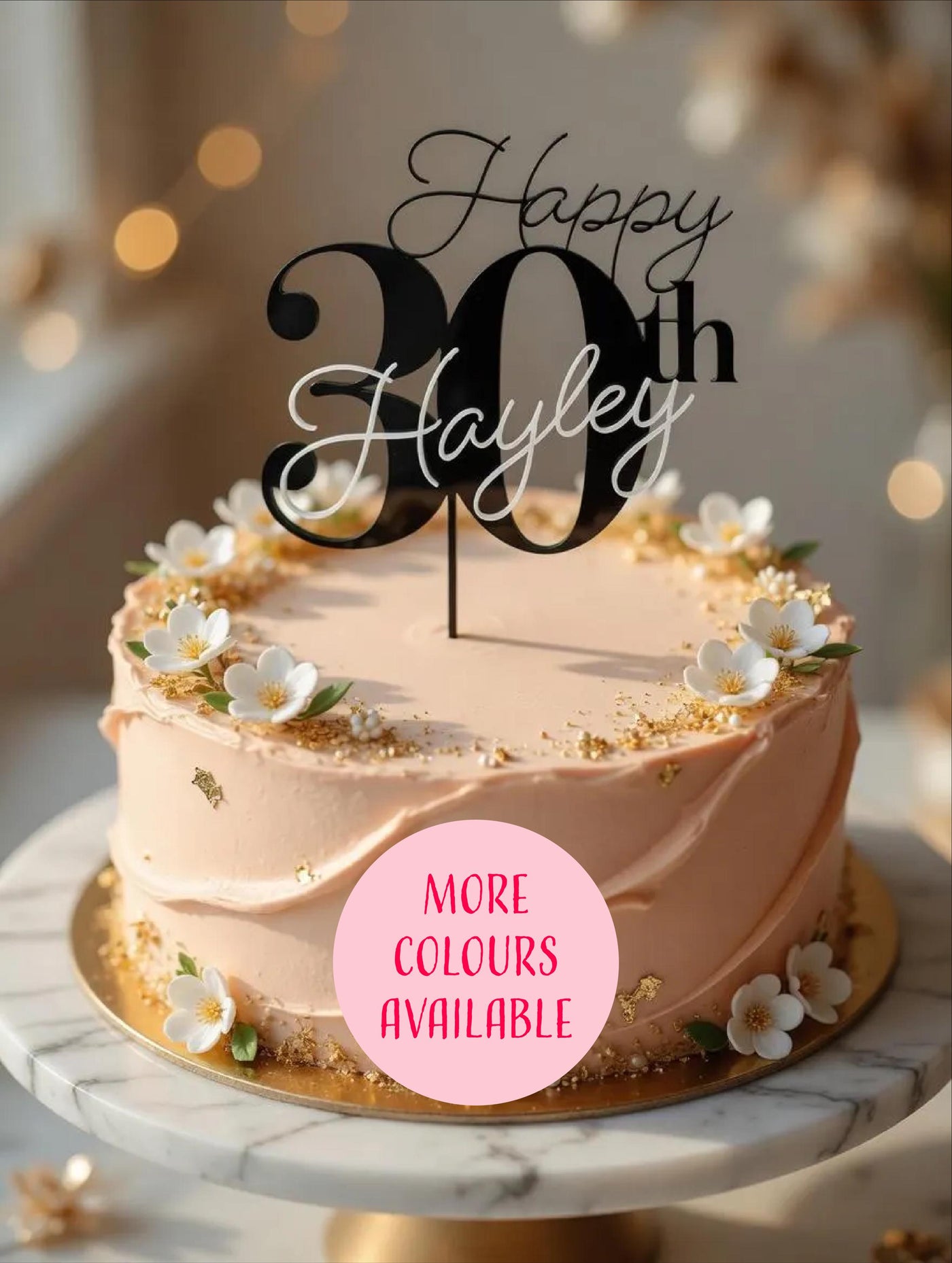 Acrylic Birthday Cake Topper | Customise Name and Number | Lots of Colour Combinations | Happy 30th