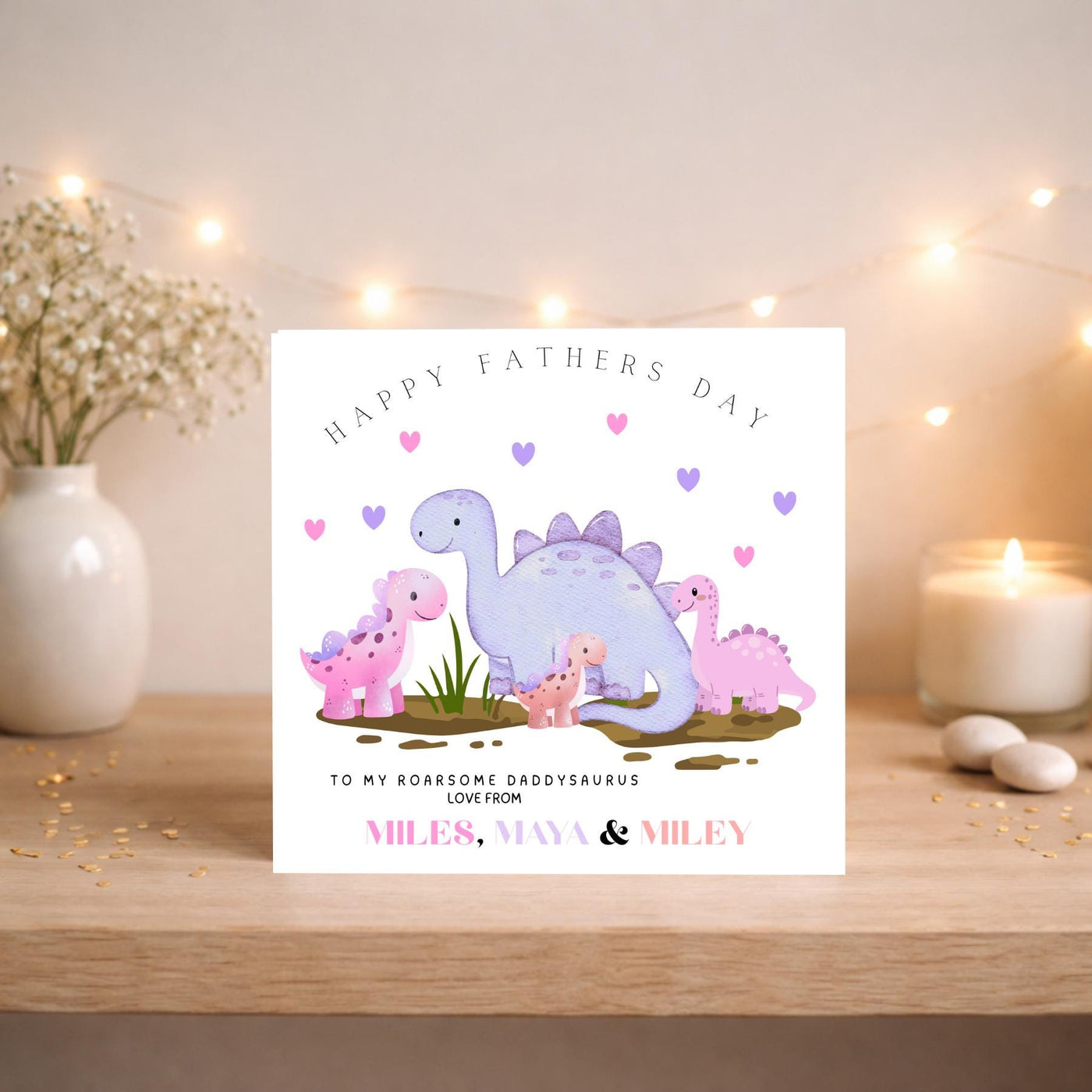 Personalised Daddy-saurus Fathers Day Card: Custom Dinosaur Design, From Kids
