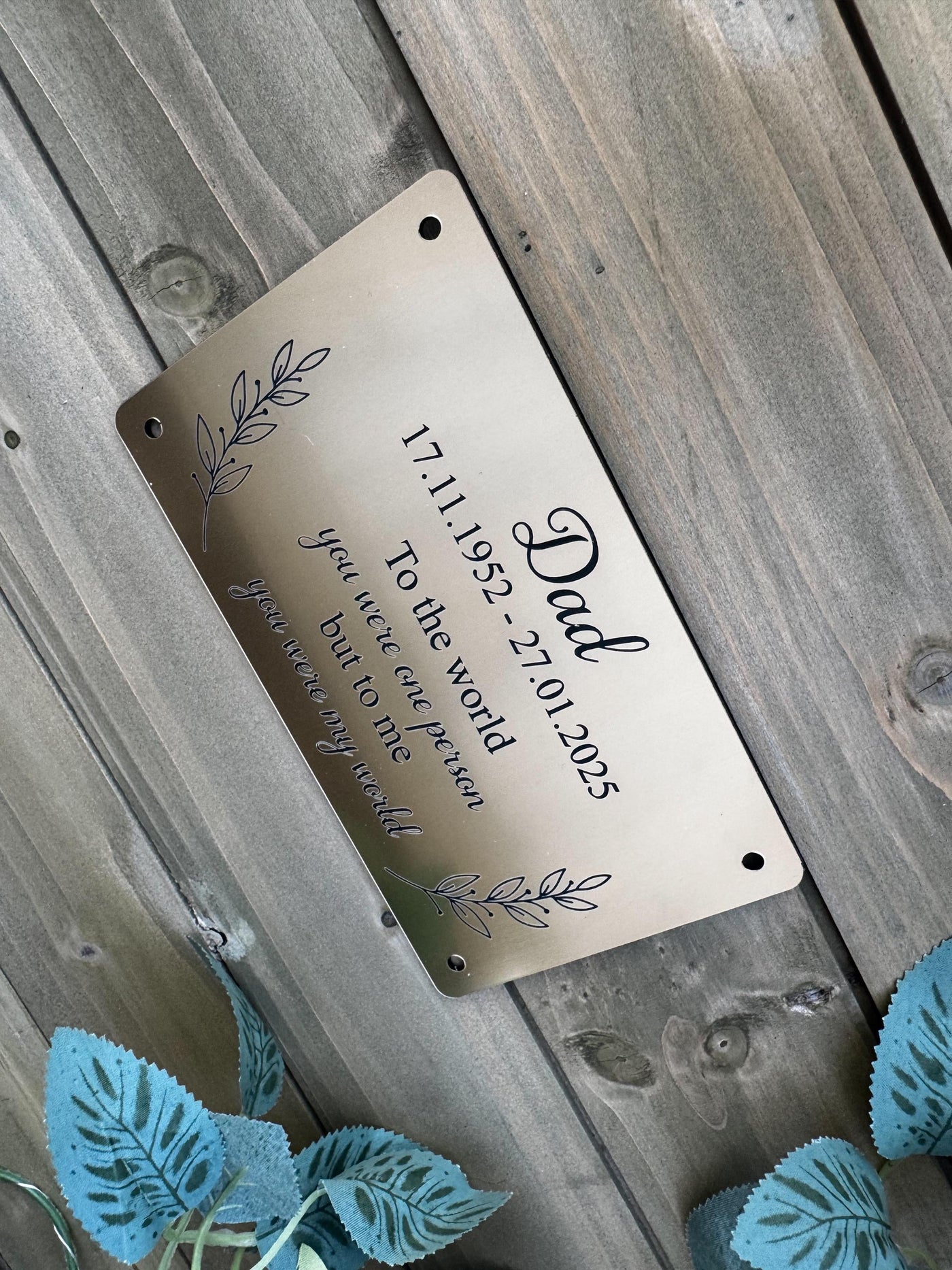 Memorial Plaque | Gold or Silver | Exterior/Interior Material | Customised | Any Message