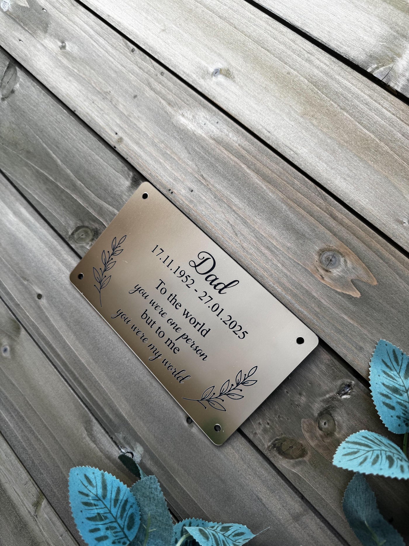 Memorial Plaque | Gold or Silver | Exterior/Interior Material | Customised | Any Message