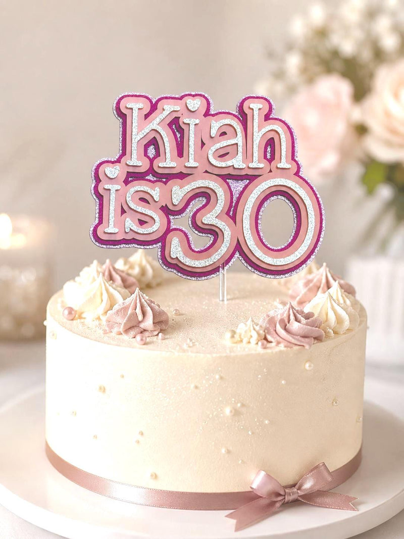 Personalised Birthday Cake Topper – Sparkly, Layered & Handmade