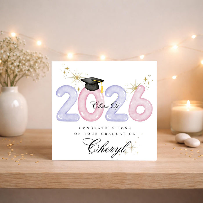 Personalised Class of 2026 Graduation Card, Custom Name Greeting Card
