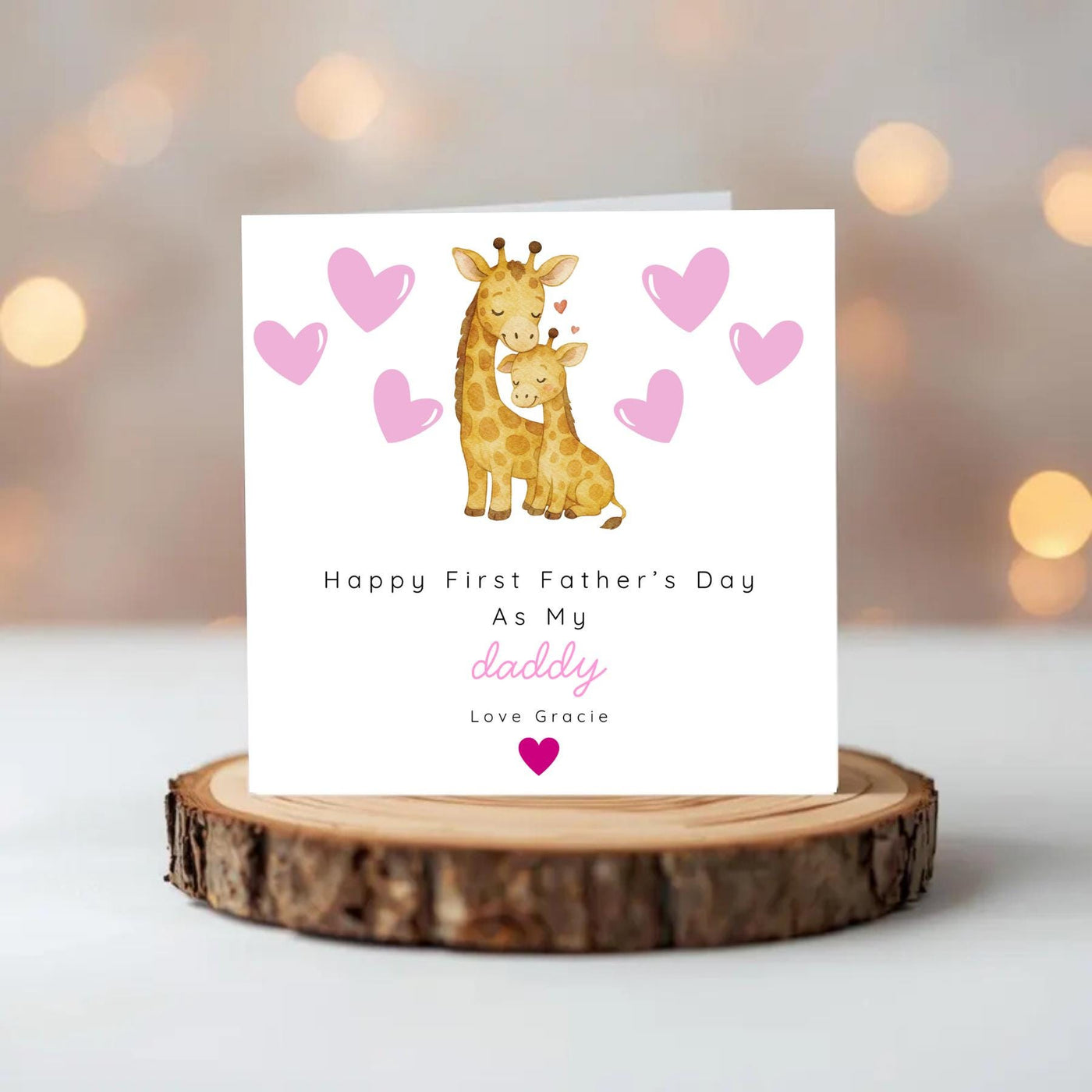 Personalised First Father's Day Card – Daddy Giraffe Illustration Keepsake
