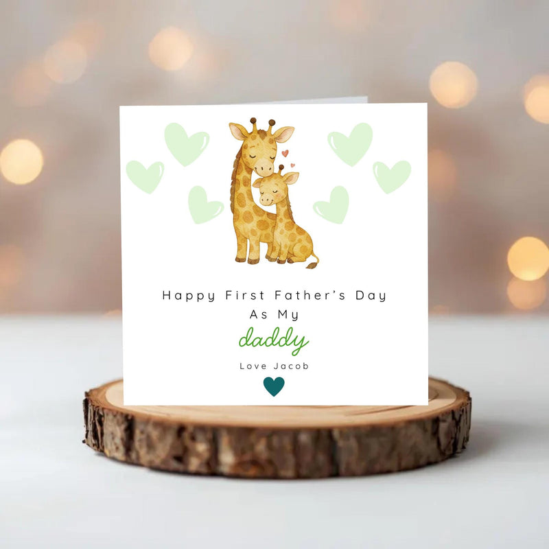 Personalised First Father’s Day Card – Cute Daddy Giraffe Card l Fathers Day Card