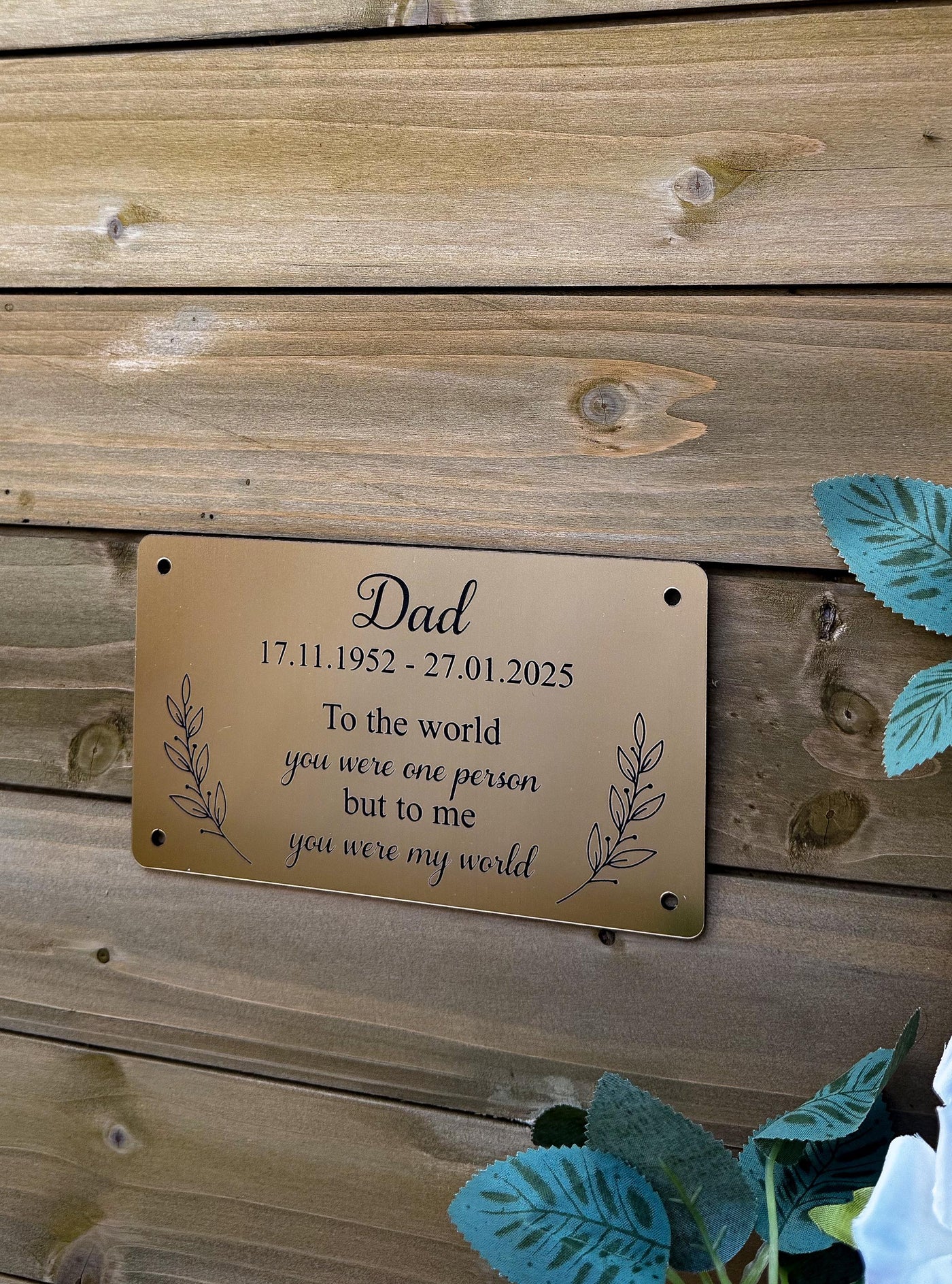 Memorial Plaque | Gold or Silver | Exterior/Interior Material | Customised | Any Message
