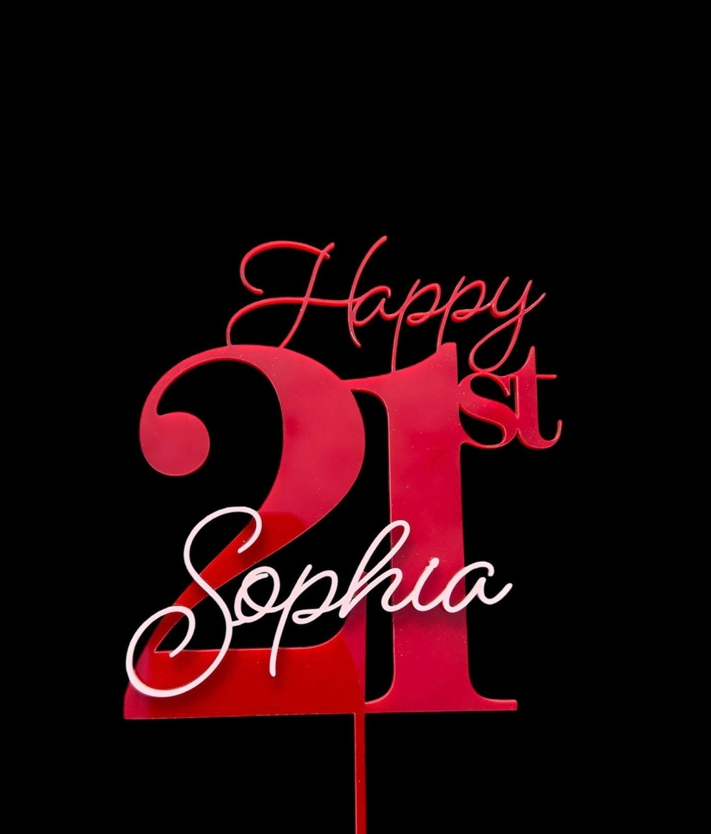 Acrylic Birthday Cake Topper | Customise Name and Number | Lots of Colour Combinations | Happy 21st