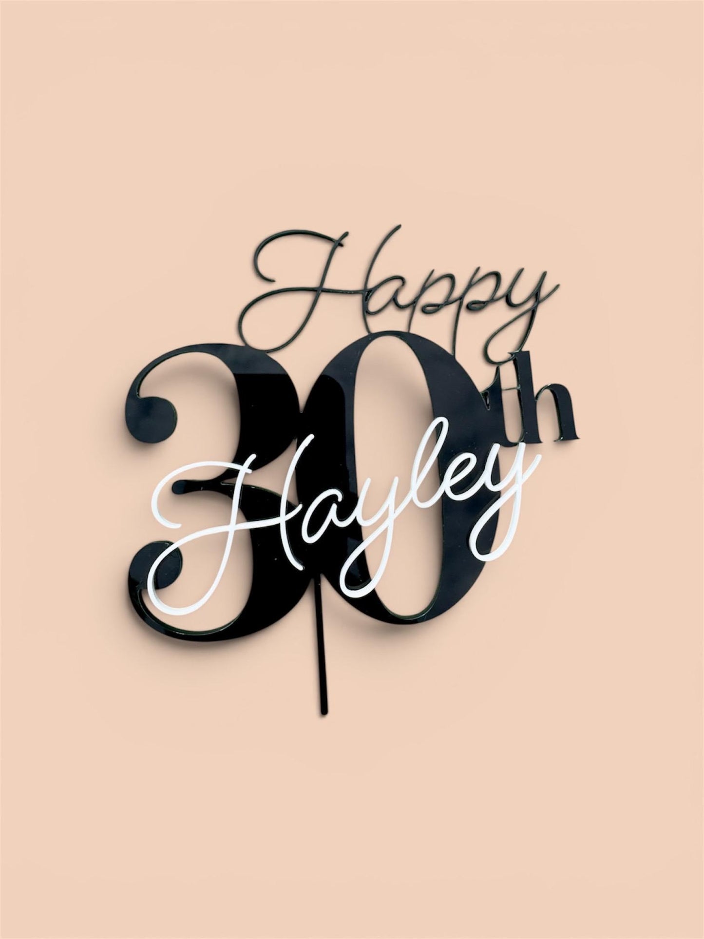 Acrylic Birthday Cake Topper | Customise Name and Number | Lots of Colour Combinations | Happy 30th