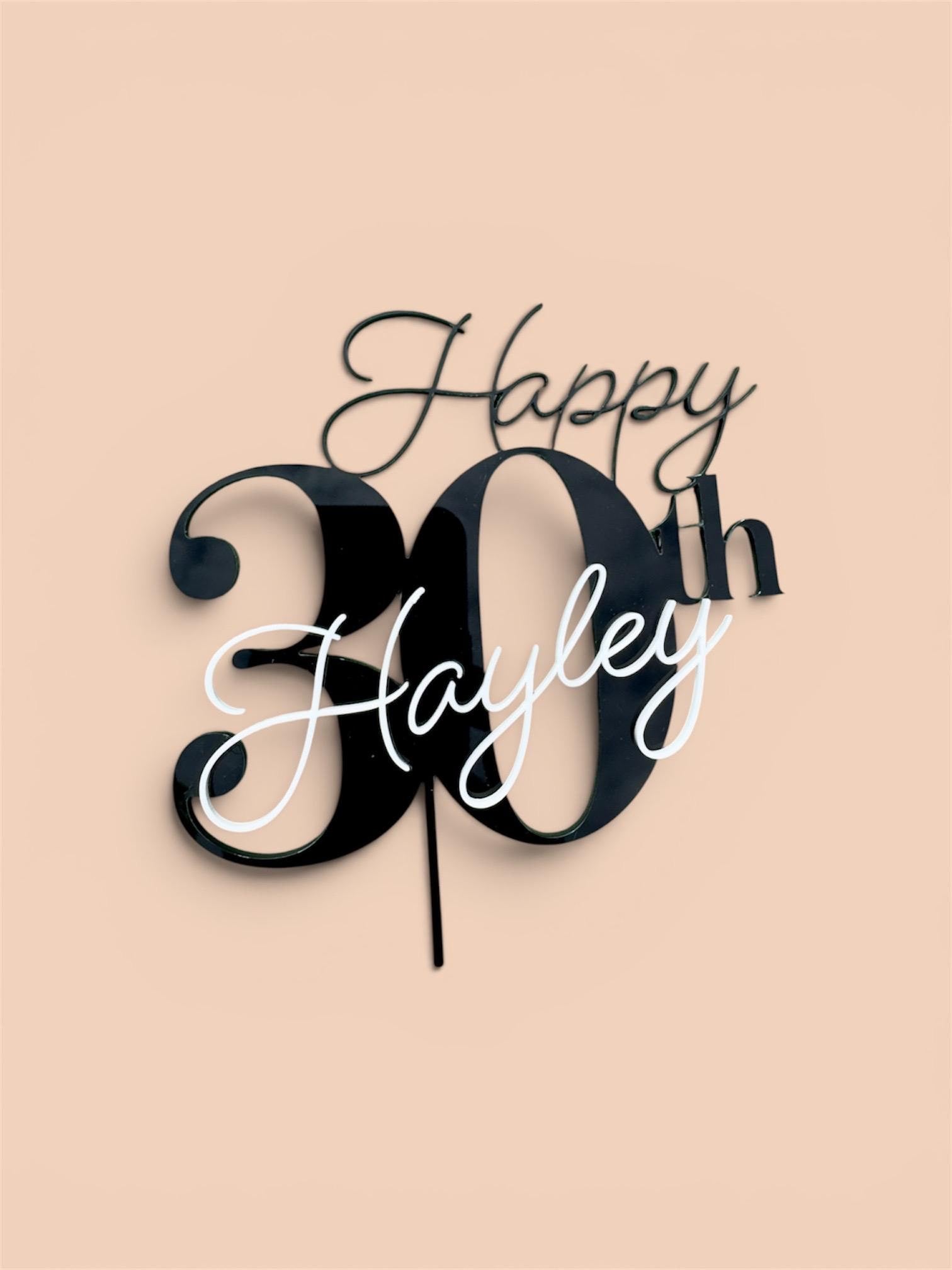 Acrylic Birthday Cake Topper | Customise Name and Number | Lots of Colour Combinations | Happy 30th