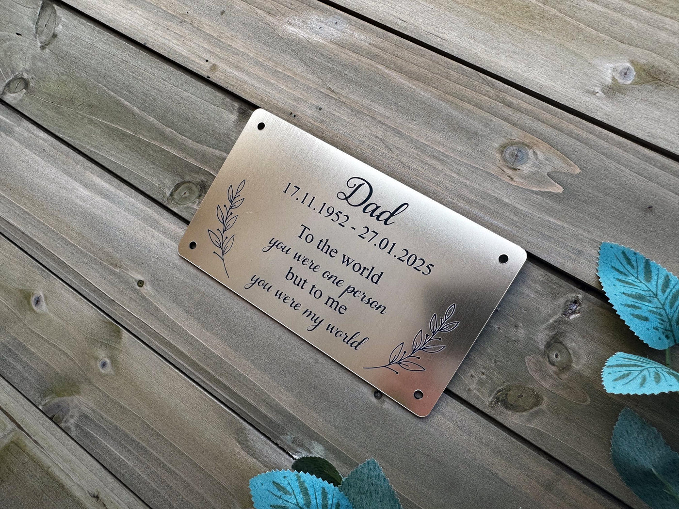 Memorial Plaque | Gold or Silver | Exterior/Interior Material | Customised | Any Message