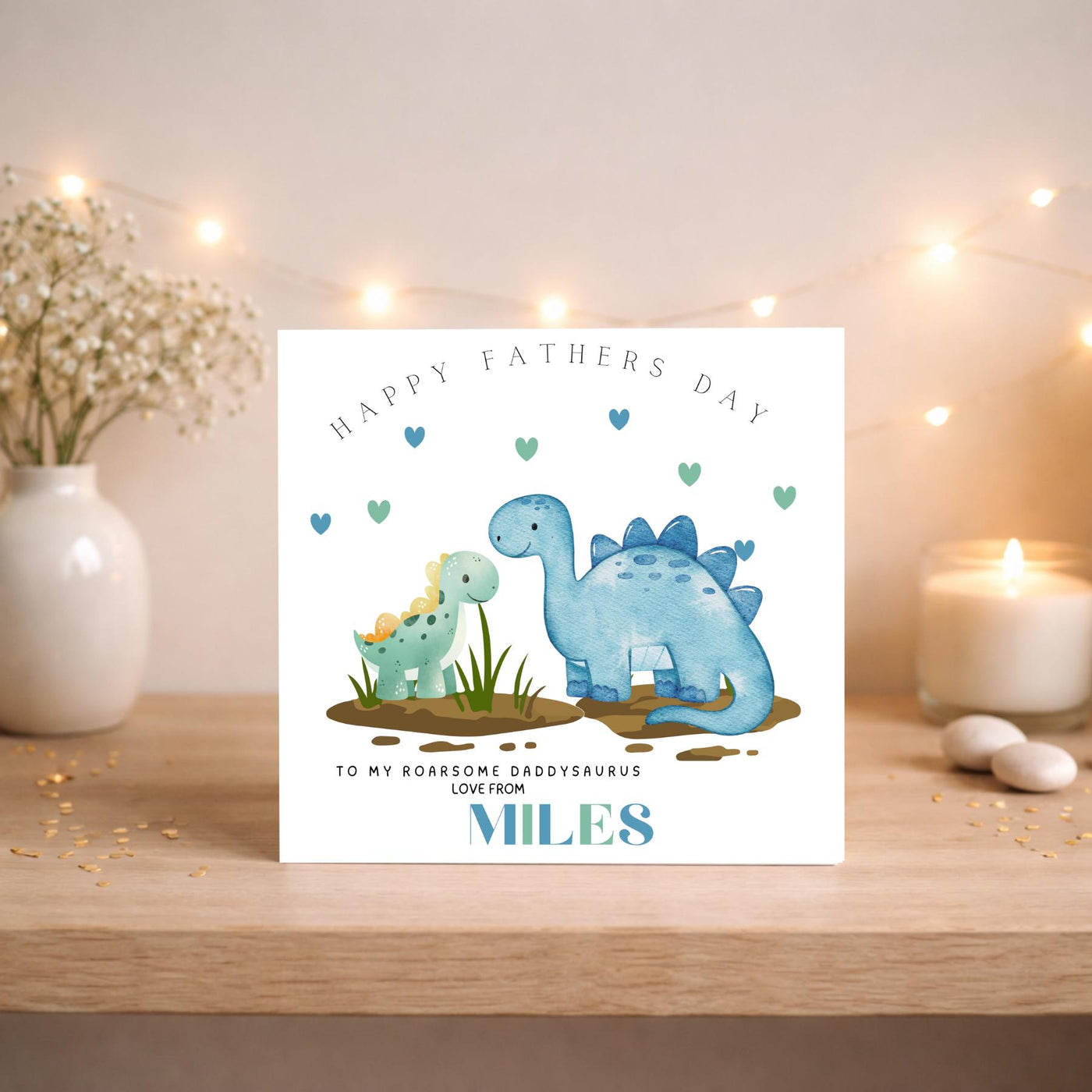 Personalised Dinosaur Fathers Day Card: Roarsome Daddysaurus Gift for Dad