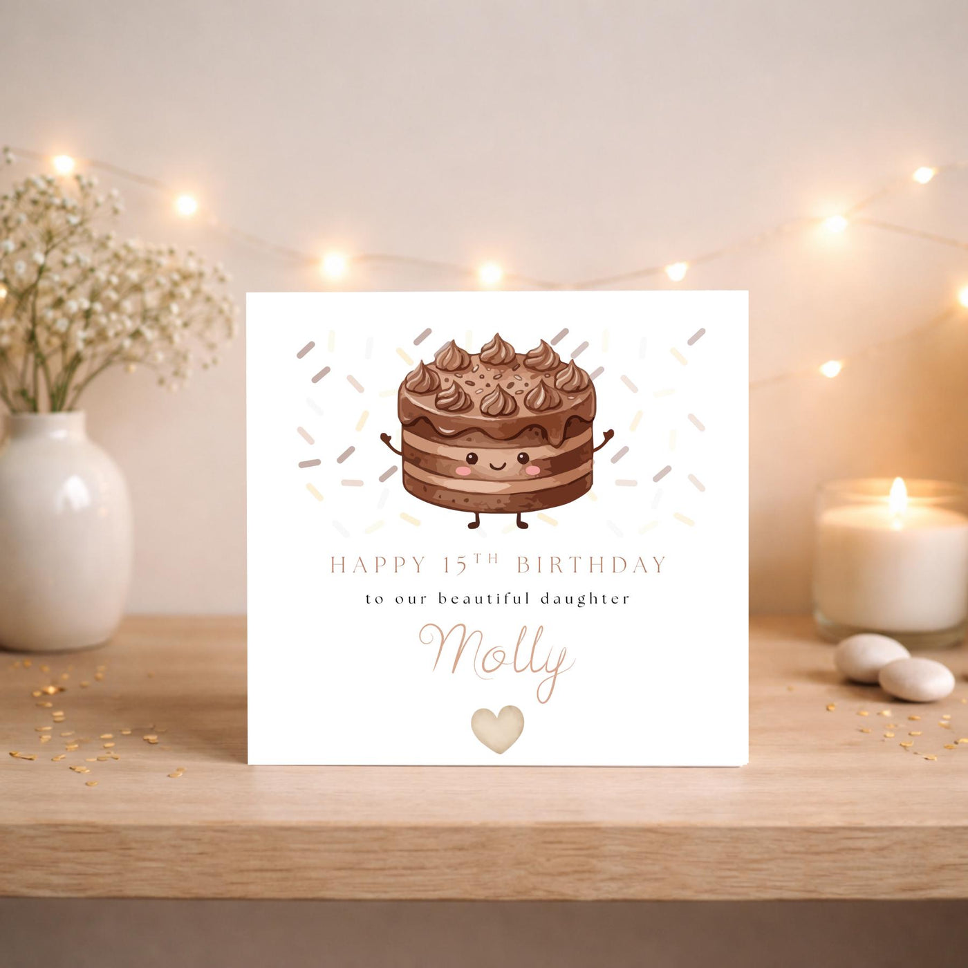 Personalised Birthday Card: Chocolate Cake Design for Any Relation or Special Friend, Any Age