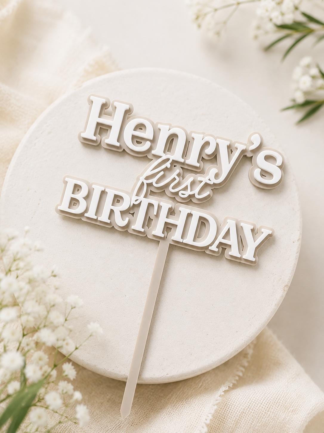 PERSONALISED First Birthday Cake Topper | Custom Name, Age & Colour Cake Topper | Acrylic Cake Decoration | Double Layer Cake Topper