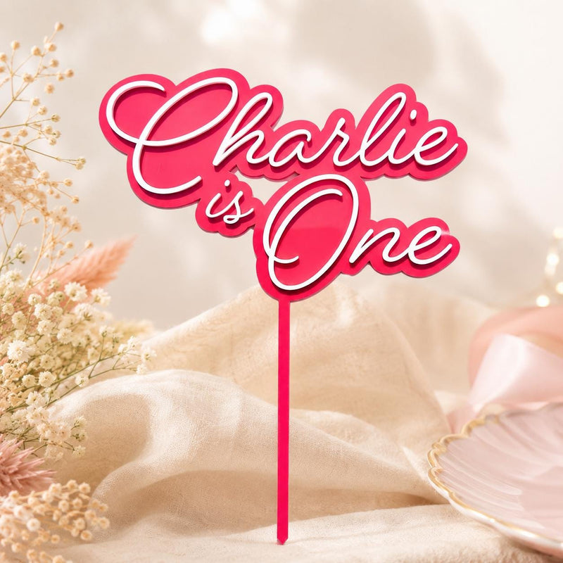 PERSONALISED First Birthday Cake Topper | Custom Name, Age & Colour Cake Topper | Acrylic Cake Decoration | Double Layer Cake Topper