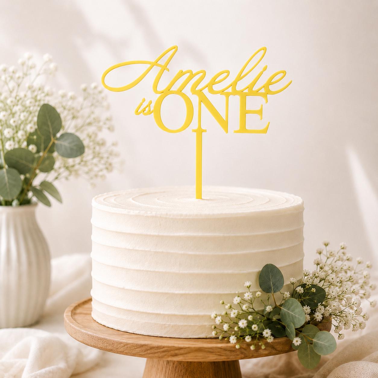 PERSONALISED First Birthday CAKE TOPPER | Custom Name, Age & Colour Cake Topper | Acrylic Birthday Cake Decoration