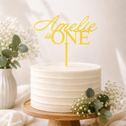 PERSONALISED First Birthday CAKE TOPPER | Custom Name, Age & Colour Cake Topper | Acrylic Birthday Cake Decoration