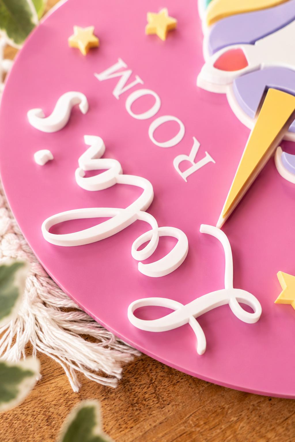 Personalised Unicorn Acrylic Door Sign | Kids Name Wall Art, Nursery Decor. Bedroom Wall Plaque