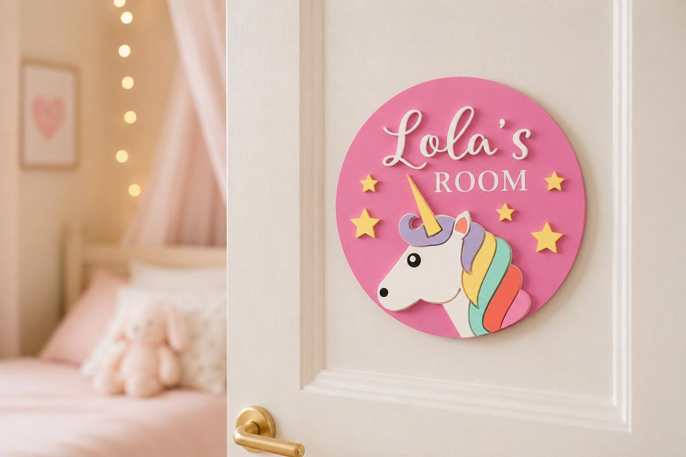 Personalised Unicorn Acrylic Door Sign | Kids Name Wall Art, Nursery Decor. Bedroom Wall Plaque