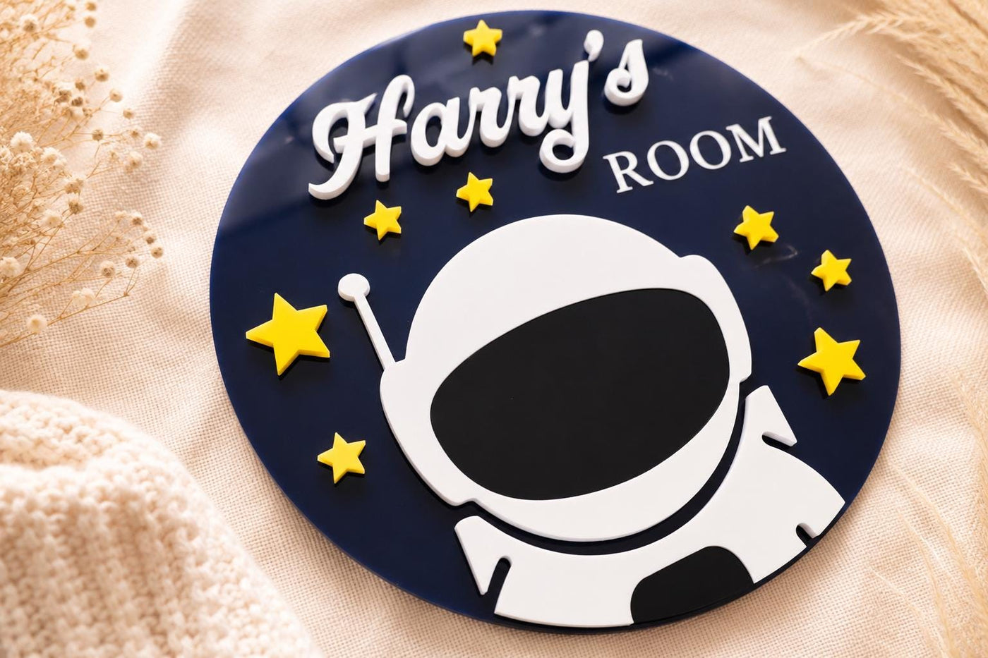 Personalised Astronaut Name Sign | Acrylic Kids Room Door Plaque, Space Decor