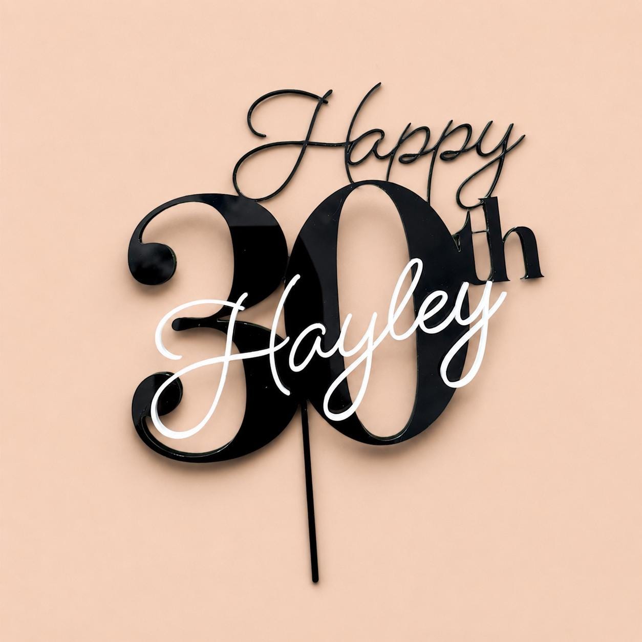 Acrylic Birthday Cake Topper | Customise Name and Number | Lots of Colour Combinations | Happy 30th