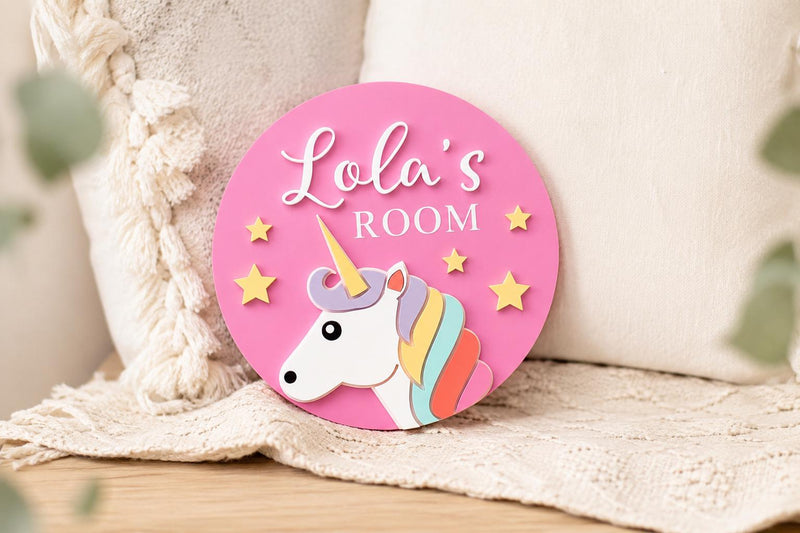 Personalised Unicorn Acrylic Door Sign | Kids Name Wall Art, Nursery Decor. Bedroom Wall Plaque