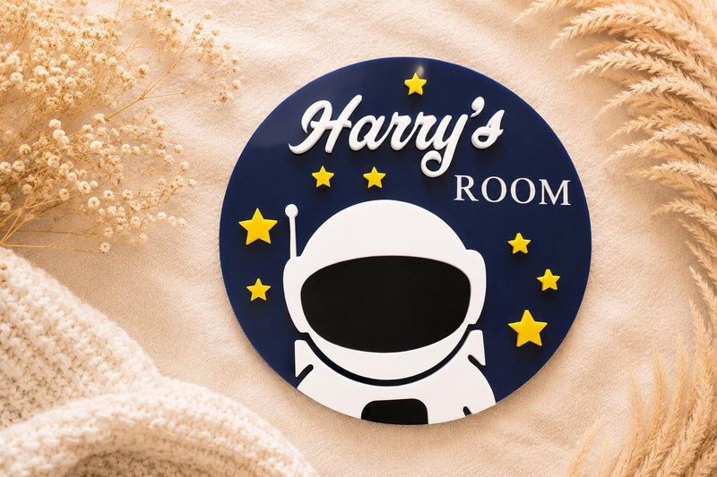 Personalised Astronaut Name Sign | Acrylic Kids Room Door Plaque, Space Decor