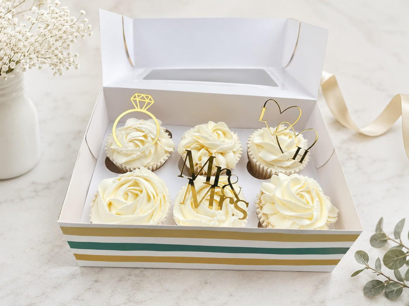 Personalised Mr & Mrs Wedding Cupcake Toppers | Cupcake Toppers | Engagement, Bridal Shower and Wedding Cake Decorations