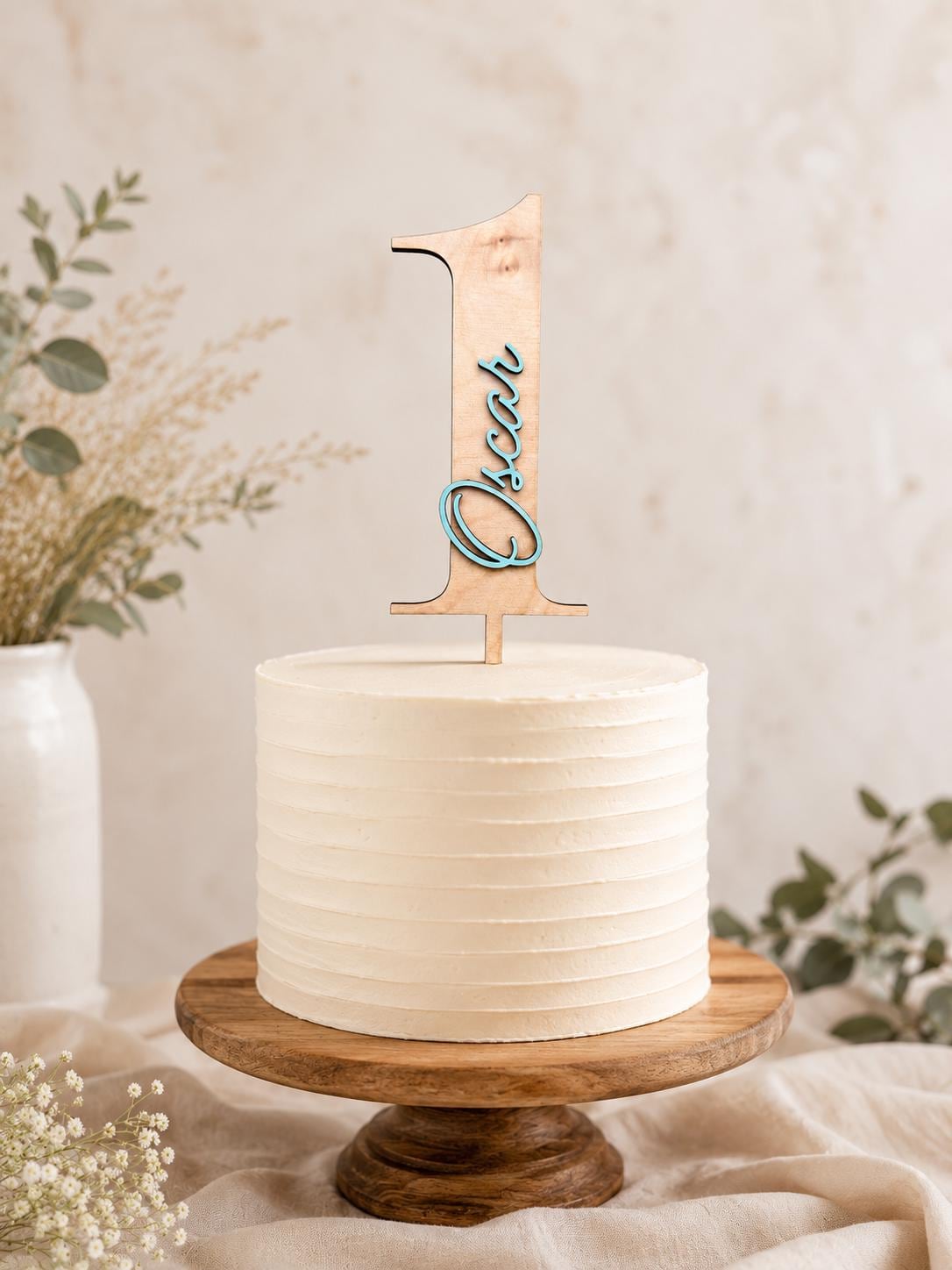 Personalised Wooden Cake Topper | Any Name & Any Age | Custom Birthday Cake Decoration | Choice of Name Colours | Baby Shower | Christening