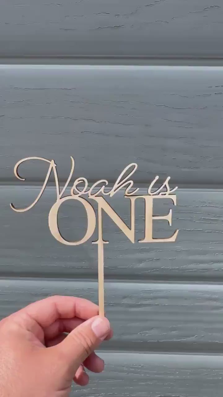 Personalised Wooden Cake Topper | Any Name & Age Custom Cake Decoration | First Birthday Cake Topper | Laser Cut Wood Party Decor