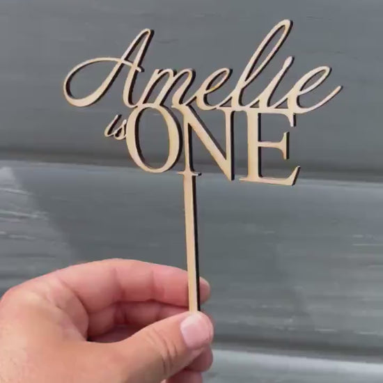 Personalised Wooden Cake Topper | Any Name & Age Custom Cake Decoration | First Birthday Cake Topper | Laser Cut Wood Party Decor