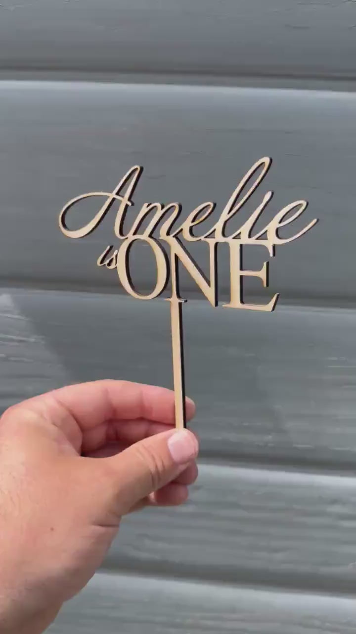 Personalised Wooden Cake Topper | Any Name & Age Custom Cake Decoration | First Birthday Cake Topper | Laser Cut Wood Party Decor