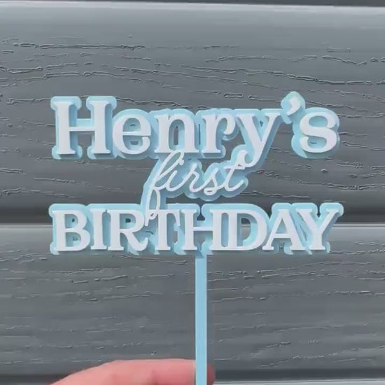 PERSONALISED First Birthday Cake Topper | Custom Name, Age & Colour Cake Topper | Acrylic Cake Decoration | Double Layer Cake Topper