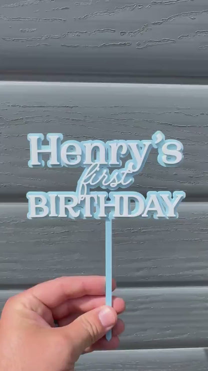 PERSONALISED First Birthday Cake Topper | Custom Name, Age & Colour Cake Topper | Acrylic Cake Decoration | Double Layer Cake Topper