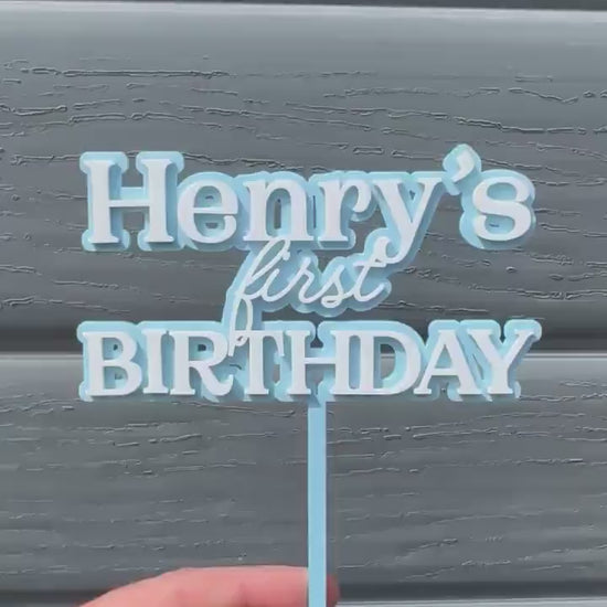 PERSONALISED First Birthday Cake Topper | Custom Name, Age & Colour Cake Topper | Acrylic Cake Decoration | Double Layer Cake Topper